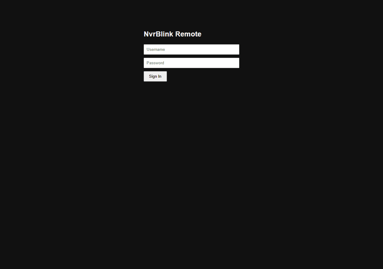 NVRblink web browser sign-in page